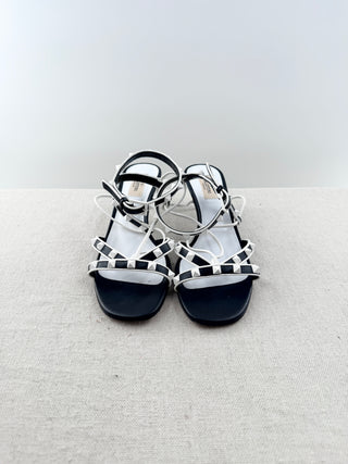 Valentino low heel leather matte rock stud sandals, 40.5