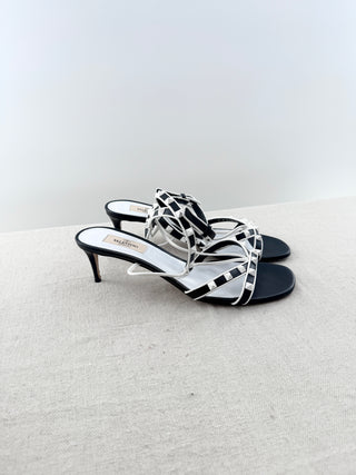 Valentino low heel leather matte rock stud sandals, 40.5