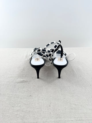 Valentino low heel leather matte rock stud sandals, 40.5