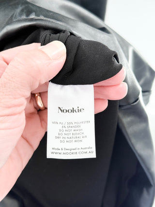 Nookie Posse Faux Leather Sleeveless Bodycon Midi Dres Black Women's Medium