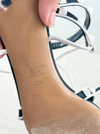 Valentino low heel leather matte rock stud sandals, 40.5