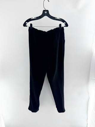 Derek Lam relaxed-fit trousers crafted in soft crepe-knit fabric featuring pull-on waistband and subtle front pleating, 10