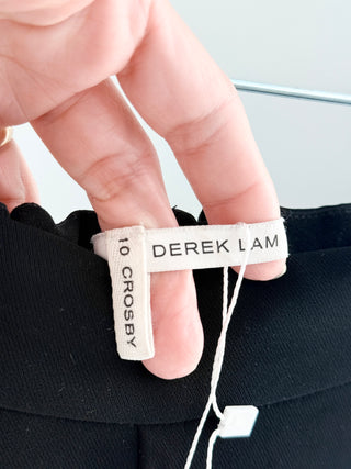Derek Lam relaxed-fit trousers crafted in soft crepe-knit fabric featuring pull-on waistband and subtle front pleating, 10