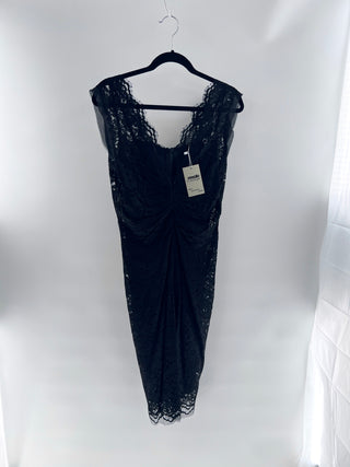 Dolce and Gabbana Ruched black floral lace dress, M
