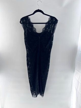 Dolce and Gabbana Ruched black floral lace dress, M