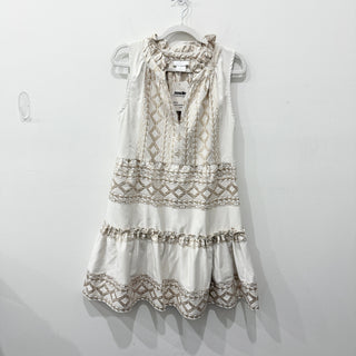 LACE The Label Metallic Geometric-Print Mini Dress Cream / Rose Gold Women's S