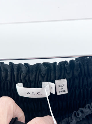 A.L.C. Smocked tiered black mini skirt, 2