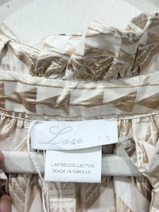 LACE The Label Metallic Geometric-Print Mini Dress Cream / Rose Gold Women's S