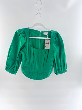 Jason Wu Green puff sleeve corset blouse, S