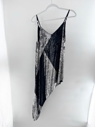 Retrofete sleeveless asymmetrical midi dress sequin, XS
