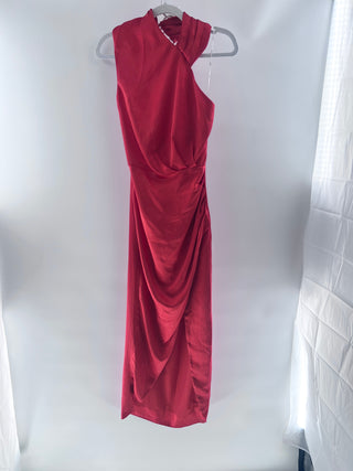 Elliatt Red satin halter neck dress, S