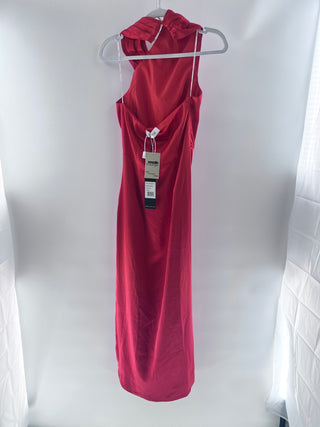 Elliatt Red satin halter neck dress, S