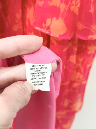 Amanda Uprichard Thaddea Tiered Maxi Dress Brookside Pink & Orange Women's M