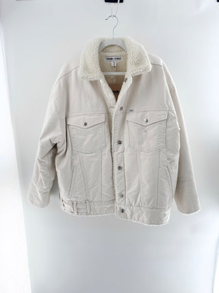 Staud x Wrangler faux shearling lined denim jacket, S/M
