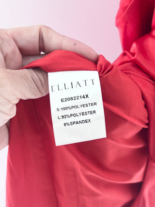 Elliatt Red satin halter neck dress, S