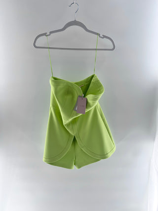 Alexis Vibrant neon chartreuse skort romper, S