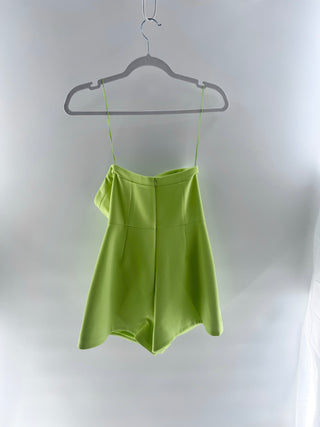 Alexis Vibrant neon chartreuse skort romper, S