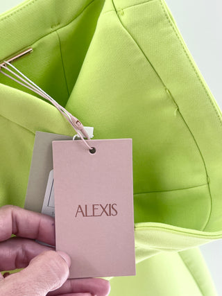 Alexis Vibrant neon chartreuse skort romper, S