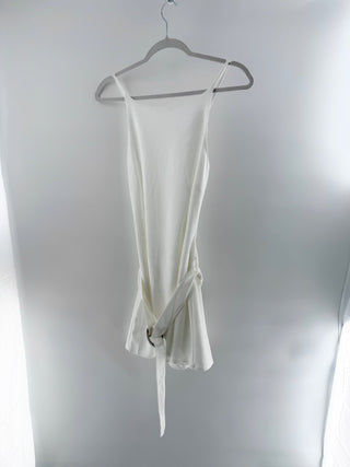 NWT SNDYS Davina Sleeveless Mini Dress with Detachable Waist Belt White Small