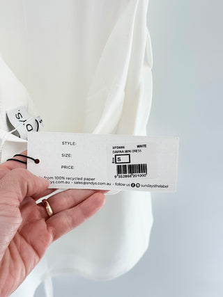 NWT SNDYS Davina Sleeveless Mini Dress with Detachable Waist Belt White Small