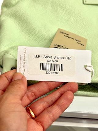NWT Elk Rectangular Apple Green Shelter Shoulder CrossbodyHandbag