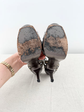 YSL metallic platform tribute sandals, 39