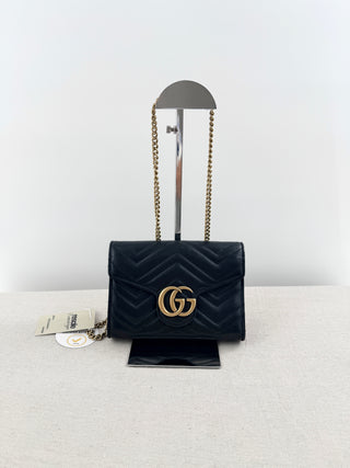 Gucci marmont leather wallet on chain bag