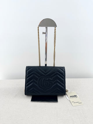Gucci marmont leather wallet on chain bag