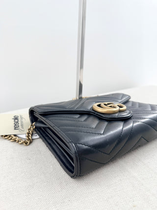 Gucci marmont leather wallet on chain bag