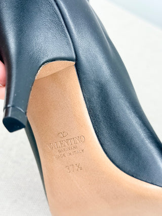 NWT Valentino VLTN Leather Logo High Heel Ankle Booties Black Women's EU 37.5