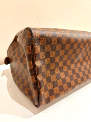 Louis Vuitton Damier Ebene Speedy Tote Bag Brown Womens Large Size 35