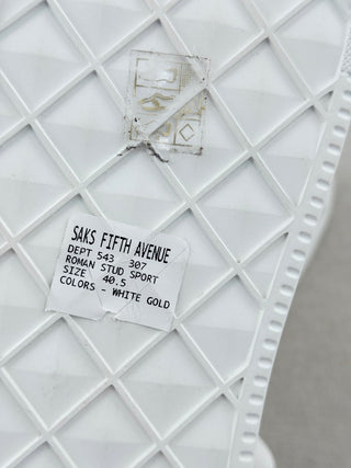 NWT Valentino Neoprene & Leather Stud Slingback Dad Sandals White Silver EU 40.5