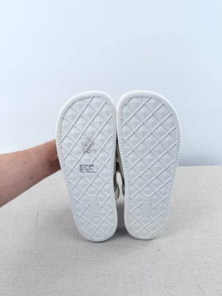 NWT Valentino Neoprene & Leather Stud Slingback Dad Sandals White Silver EU 40.5
