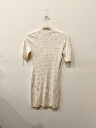 Fendi short sleeve knit F logo dress mini, 42 IT / US 6