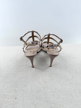 Valentino medium heel patent leather rockstud sandals, 40.5