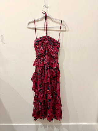 Ulla Johnson Simona Ruffled Cotton-Blend Halter Neck Midi Dress Pink Women's 0