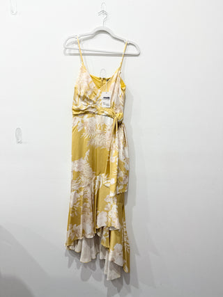 Thurley Sarita Floral Sleeveless Ruffle High Low Wrap Dress Sonet Print Golden 4