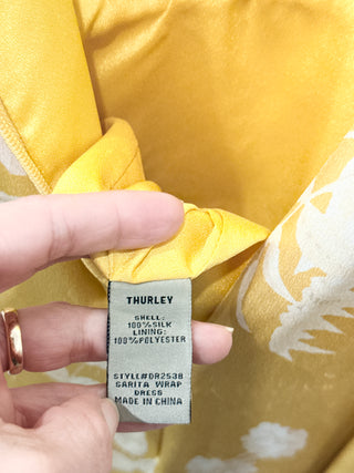 Thurley Sarita Floral Sleeveless Ruffle High Low Wrap Dress Sonet Print Golden 4