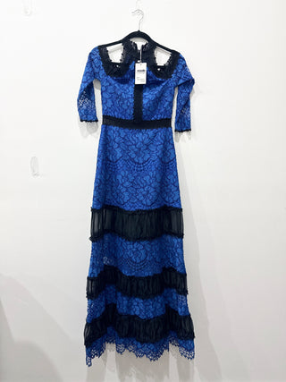 Alexis cold shoulder lace long dress, S