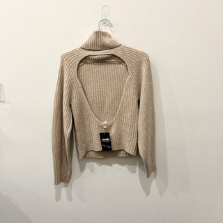 Vince Ribbed Turtleneck Cashmere Sweater with Open Back Tan Women's Size XXS