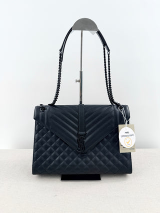 Saint Laurent envelope leather large bag with chain strap, large