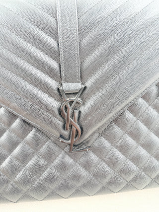 Saint Laurent envelope leather large bag with chain strap, large