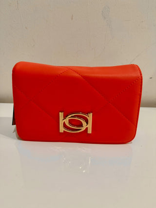 NWT Bebe Faux Leather Gio Flap Crossbody Handbag Salmon Size Small