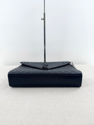 Saint Laurent envelope leather large bag with chain strap, large