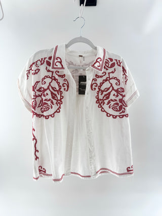 Free People embroidered set: top and shorts, M