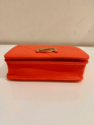 NWT Bebe Faux Leather Gio Flap Crossbody Handbag Salmon Size Small