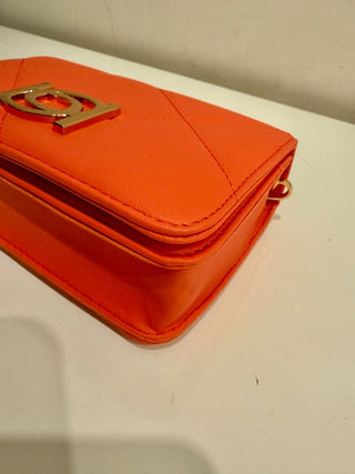 NWT Bebe Faux Leather Gio Flap Crossbody Handbag Salmon Size Small
