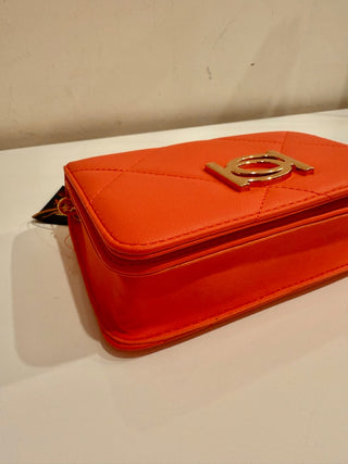 NWT Bebe Faux Leather Gio Flap Crossbody Handbag Salmon Size Small