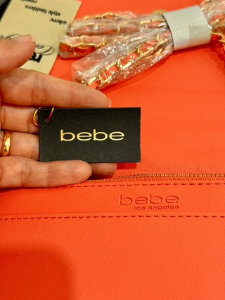 NWT Bebe Faux Leather Gio Flap Crossbody Handbag Salmon Size Small