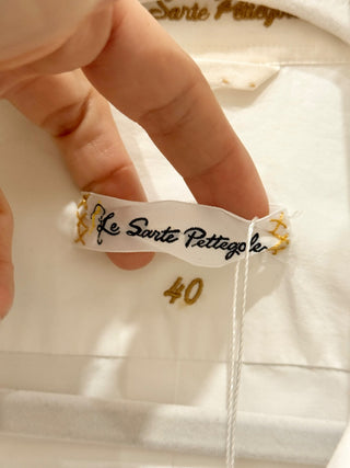 Le Sarte Pettegole Long Sleeve Snap Button Down Shirt White Women's 40 IT / US 4